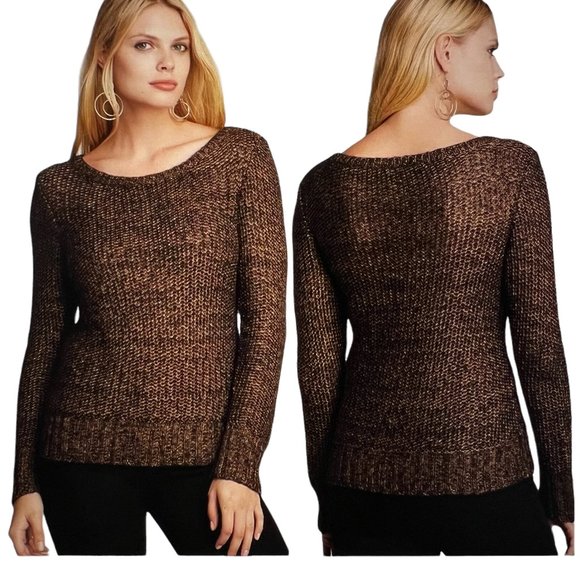 EILEEN FISHER PETITE Black & Gold Metallic Mohair & Alpaca Blend Sweater… - Picture 1 of 12